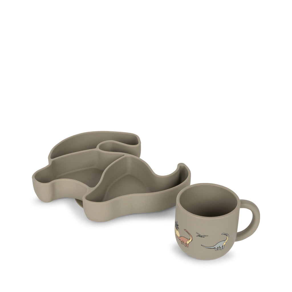 ZZZ Konges Sløjd Silicone Dino Bowl & Cup Set | Stone