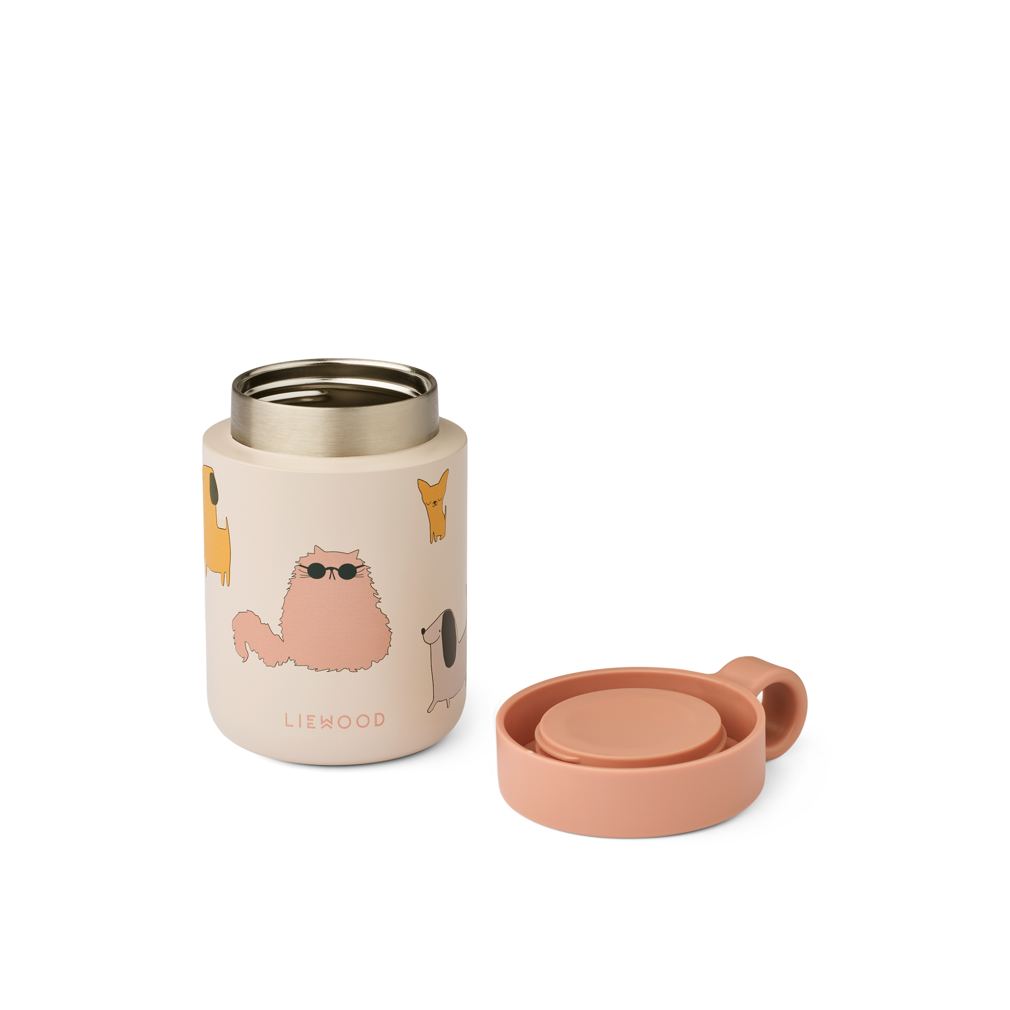 Liewood Kiani Printed Food Jar | Cats And Dogs / Sandy