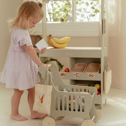 Little Dutch Houten Winkelwagen + Shopper + Accessoires