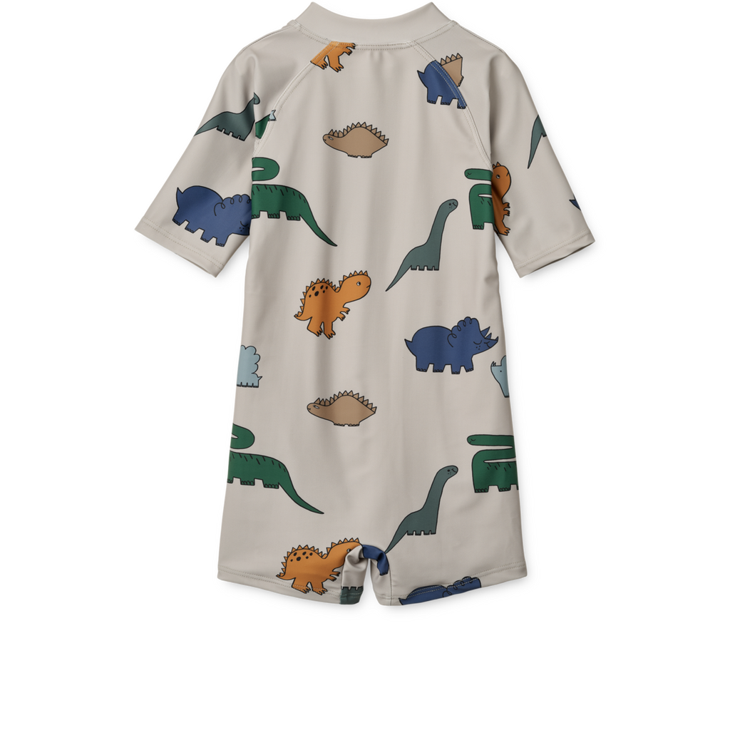 Liewood Max Korte Mouwen Swim Jumpsuit | Dinosaurs / Mist