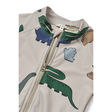 Liewood Max Korte Mouwen Swim Jumpsuit | Dinosaurs / Mist