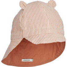 ZZZ Liewood Gorm Reversible Seersucker Zonnehoedje Met Oortjes | Y/D Stripe Tuscany Rose / Sandy