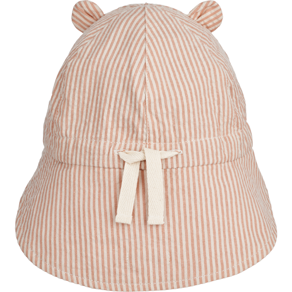 ZZZ Liewood Gorm Reversible Seersucker Zonnehoedje Met Oortjes | Y/D Stripe Tuscany Rose / Sandy