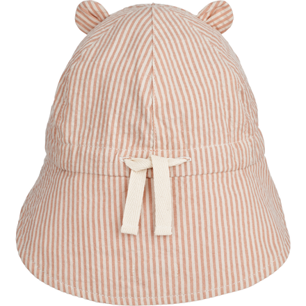 ZZZ Liewood Gorm Reversible Seersucker Zonnehoedje Met Oortjes | Y/D Stripe Tuscany Rose / Sandy