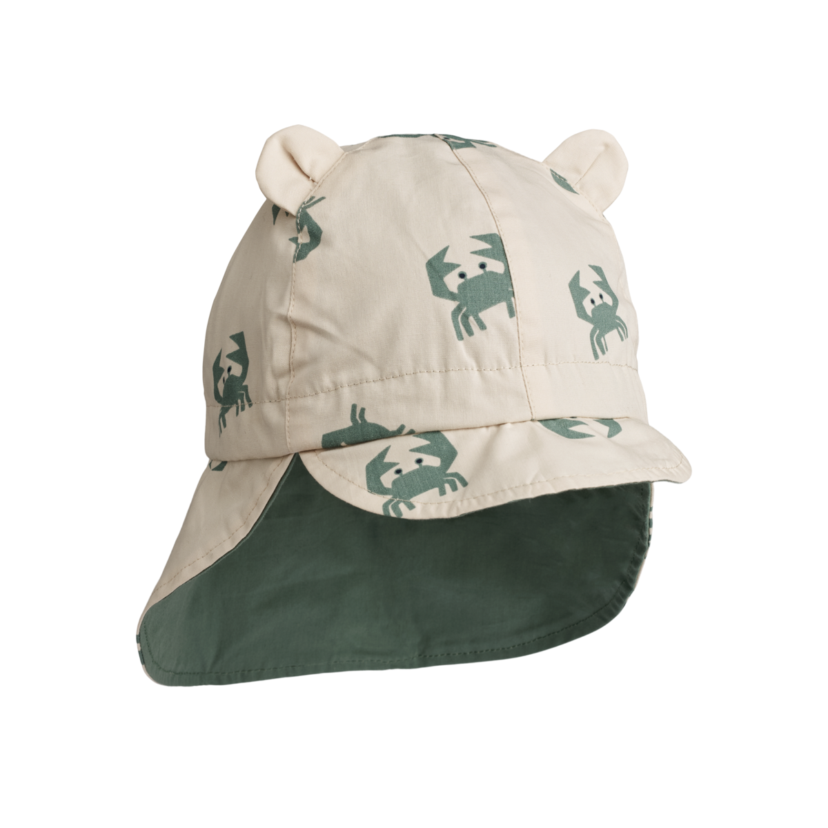 * Liewood Gorm Reversible UV Zonnehoedje Met Oortjes | Crab Sandy / Pepppermint