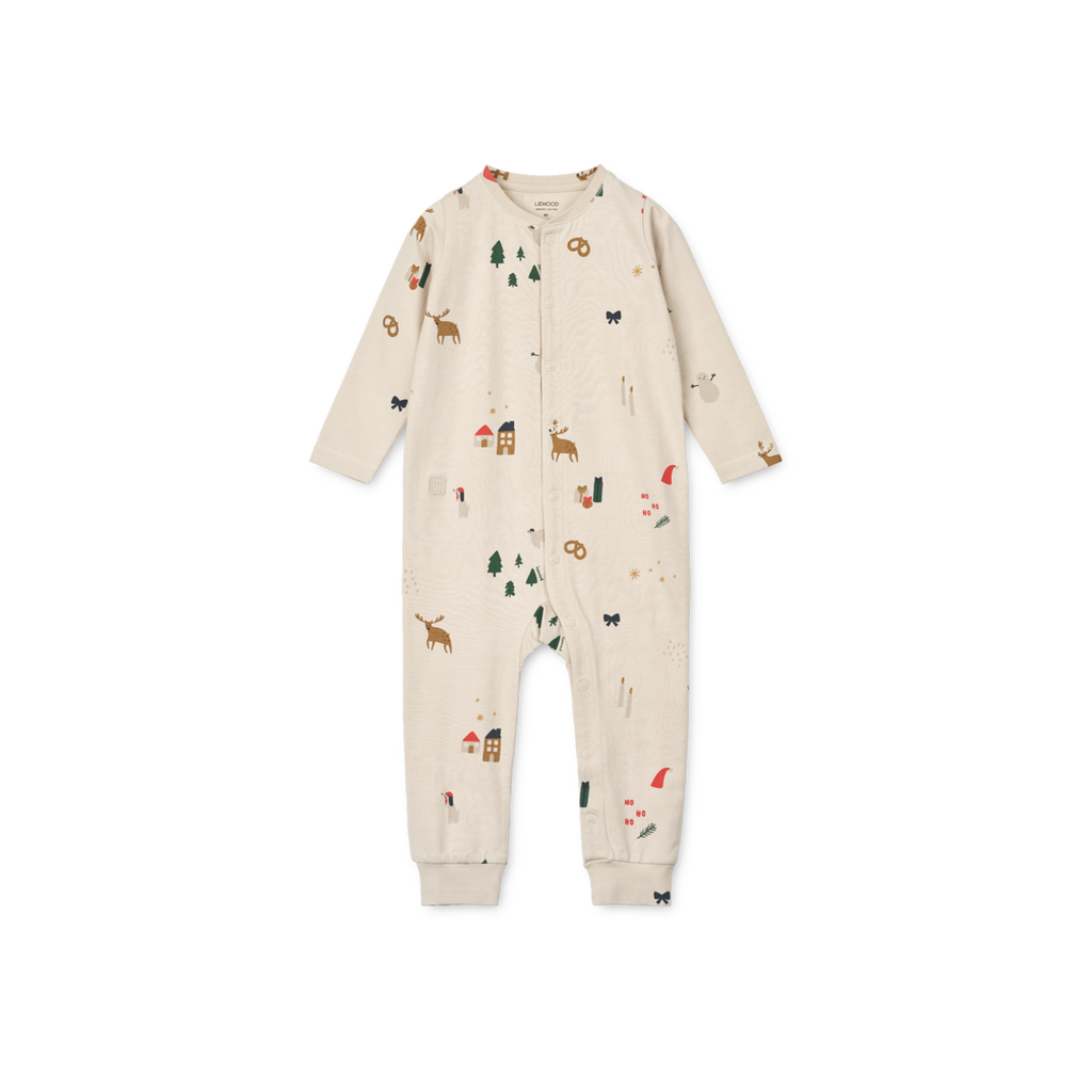 Liewood Birk Printed Pyjama Jumpsuit | Christmas Holiday / Sandy