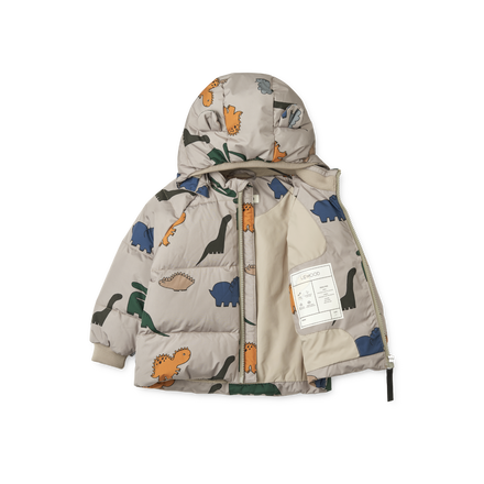 Liewood Polle Down Puffer Jacket | Dinosaurs / Mist