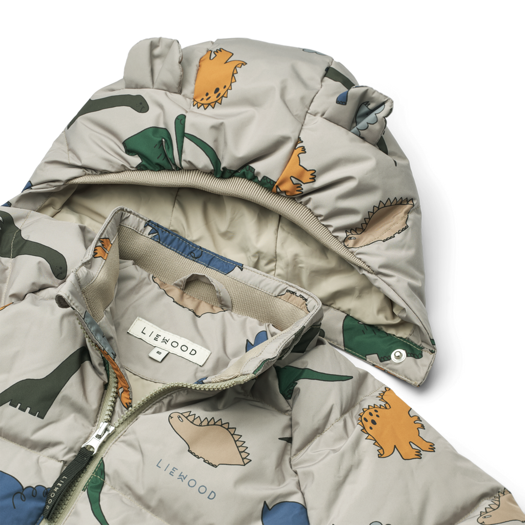 Liewood Polle Down Puffer Jacket | Dinosaurs / Mist