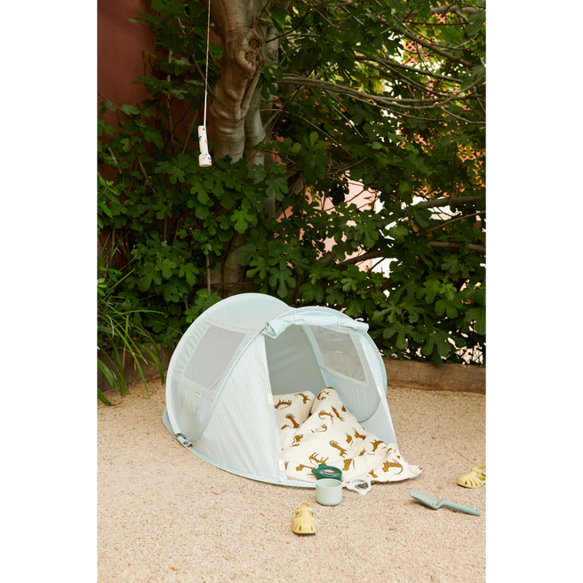 Liewood UV Bjork Tent | Printed Stripe Ice blue/ Creme de la creme