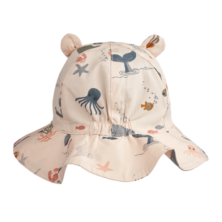 ZZZ Liewood Amelia Zonnehoedje Met Print Met Oortjes | Sea Creature/ Whale Blue