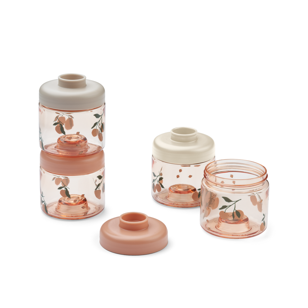 Liewood Dominique Baby Voeding Bewaarpotjes Tritan 4-Pack | Peach / Sea shell