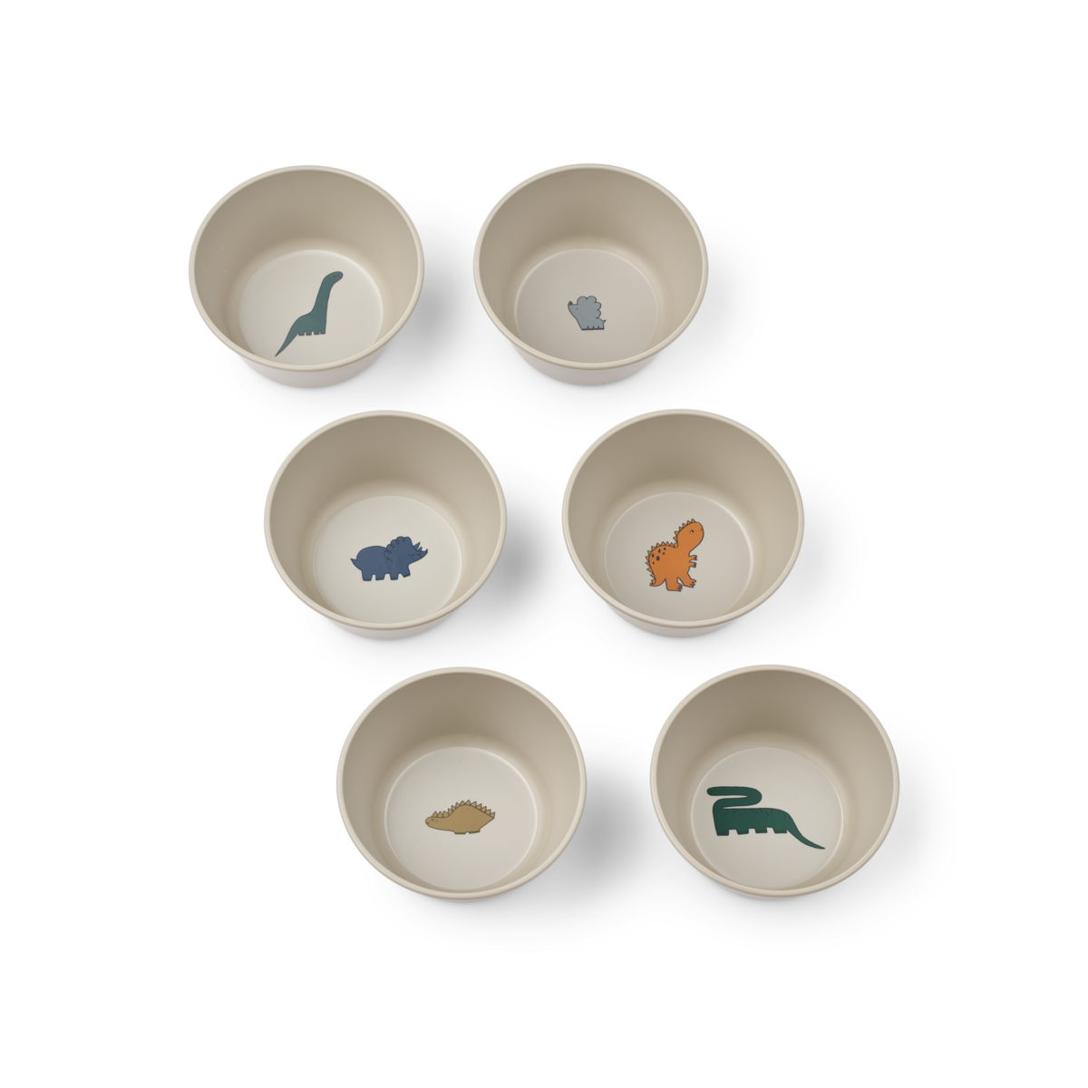 Liewood Cees Bowl 6-Pack | Dinosaurs / Mist