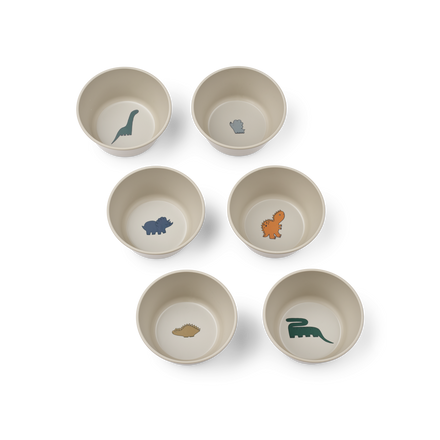 Liewood Cees Bowl 6-Pack | Dinosaurs / Mist