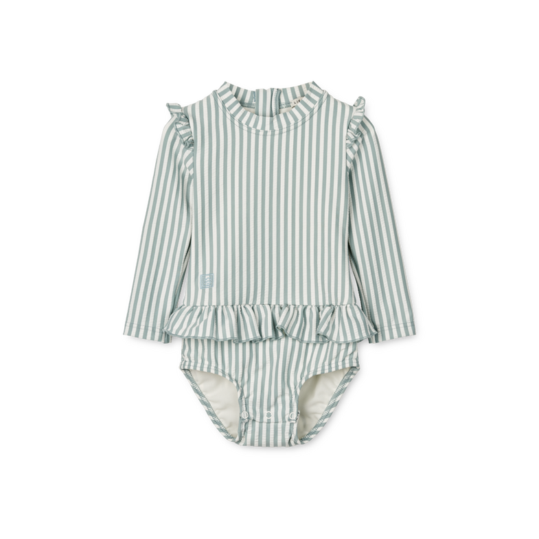 Liewood Sille Baby Seersucker Badpak | Y/D stripe: Sea blue/white