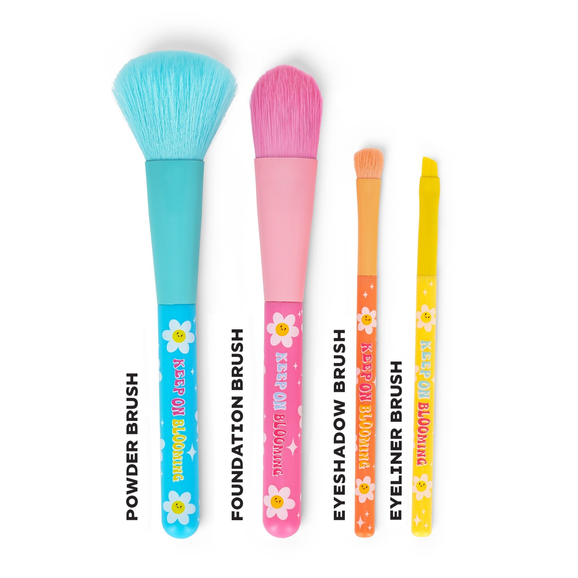 Legami Oh My Glow set van 4 make-up borstels met bloemen bij De Gele Flamingo