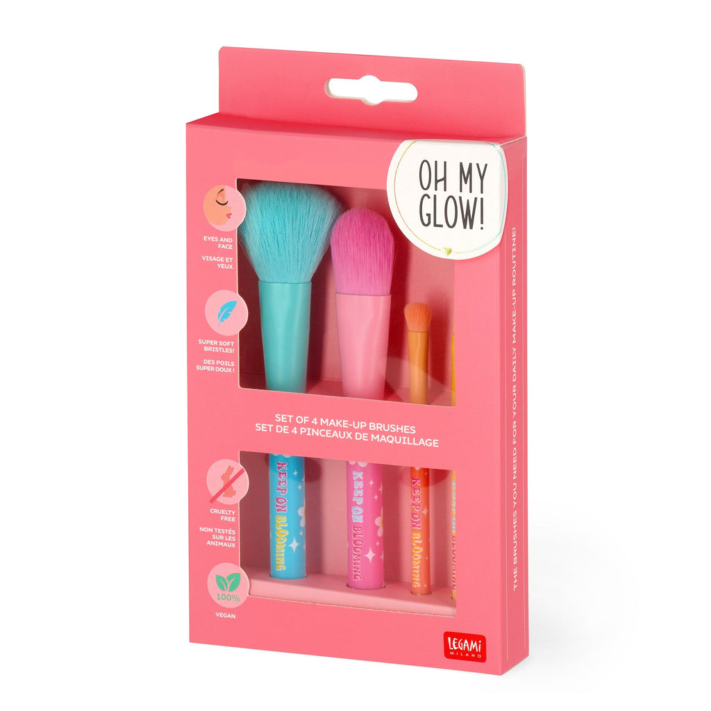 Legami "Oh My Glow!" Set van 4 Make-up Borstels | Bloemen
