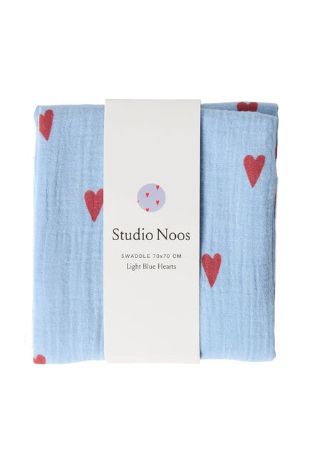 Studio Noos Tetra doek | Light Blue Hearts 120x120 cm