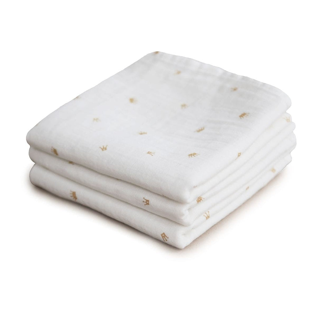 Mushie Hydrofiele Doeken 3-pack 60x60cm | Kroontjes