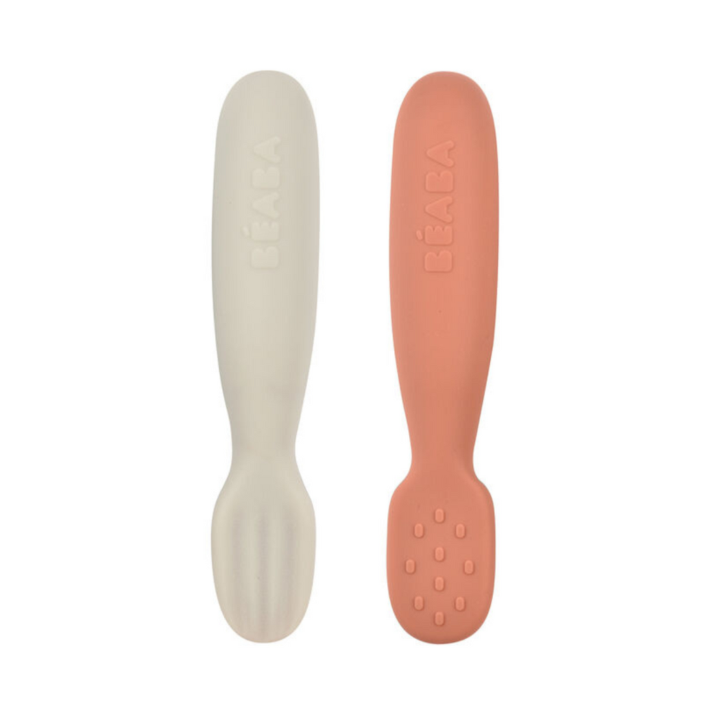 Béaba Set 2 Pre-Spoons Silicone | Terracotta / Velvet Grey