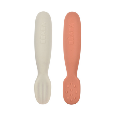 Béaba Set 2 Pre-Spoons Silicone | Terracotta / Velvet Grey