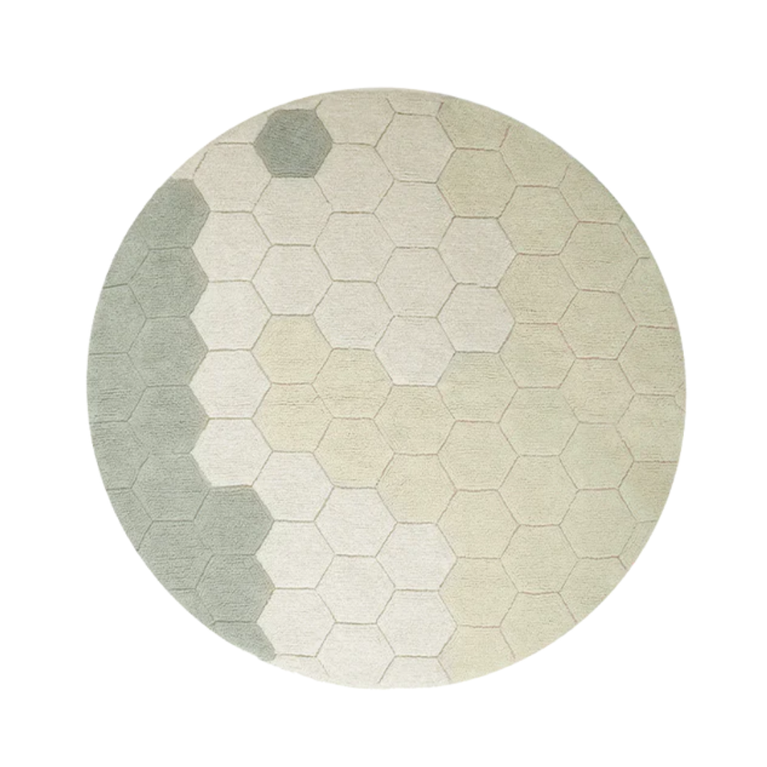 Lorena Canals Machinewasbaar Tapijt Rug Rond Ø140cm | Honeycomb Blue Sage