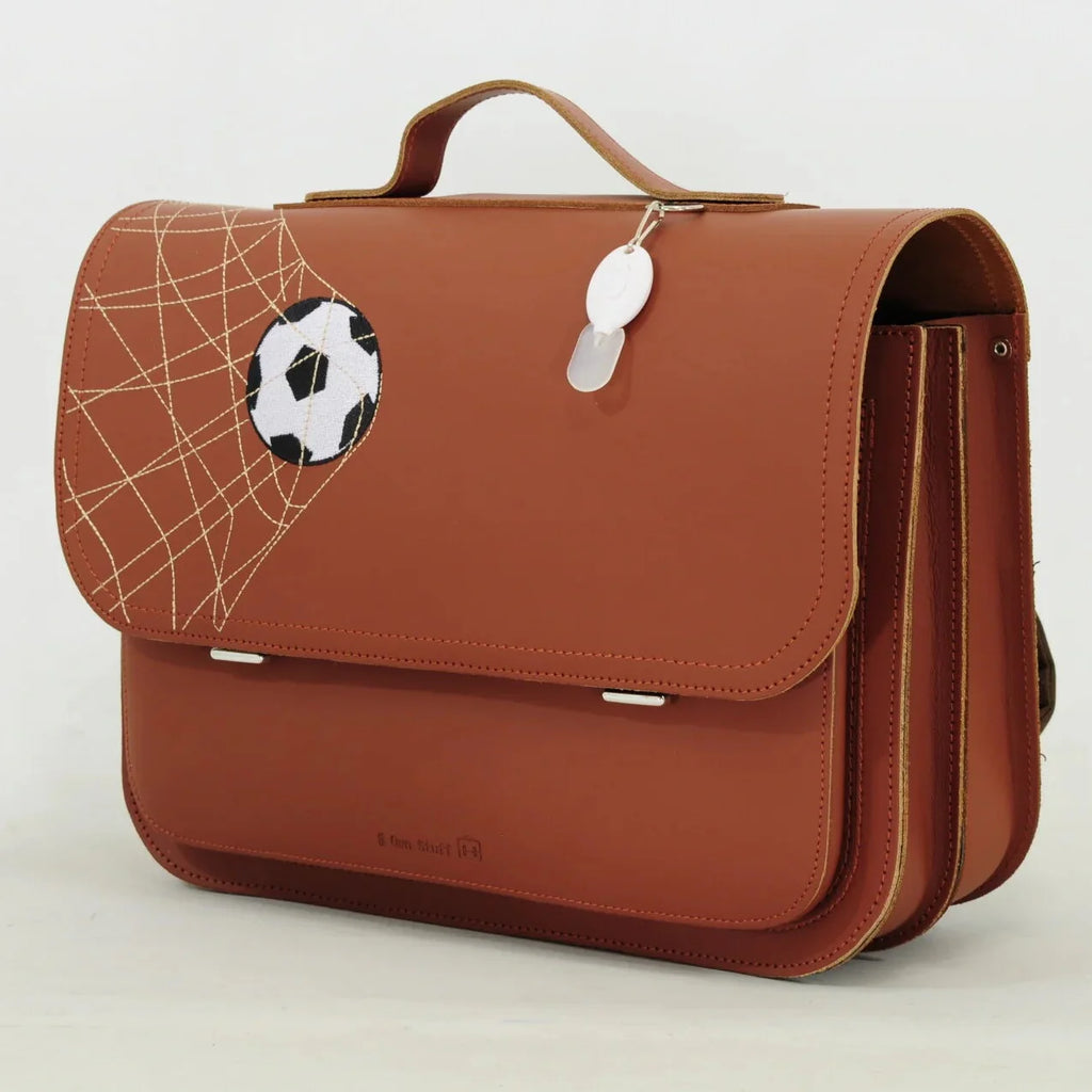 Own Stuff Lederen Boekentas Football | Chestnut