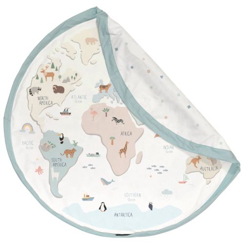 Play & Go Opbergzak & Speelmat | Wereldkaart Kleur