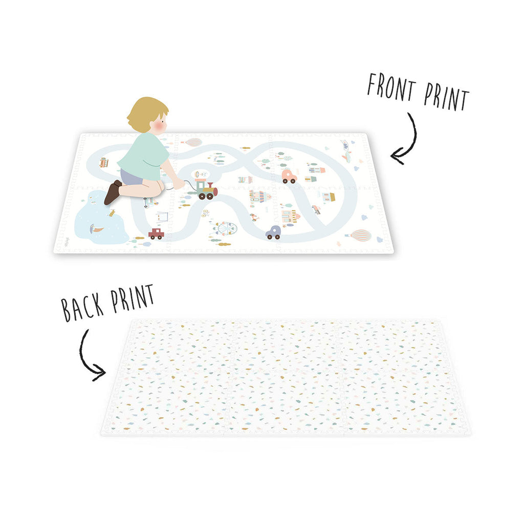 Play and go EEVAA 2-In-1 Speeltapijt Puzzelmat & Opbergbox | Village (120x180cm)
