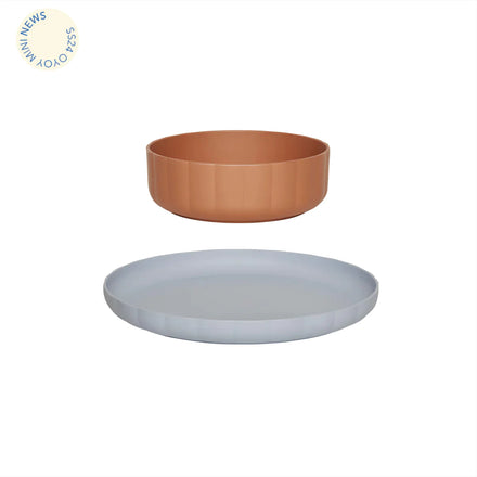 OYOY Living Bord en Bowl | Caramel / Ice Blue