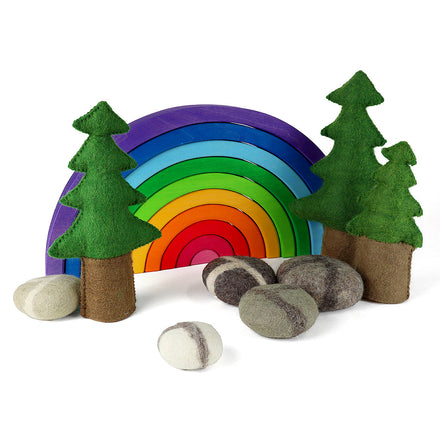 Bauspiel Kleurrijke Houten Blokken Set | Big Rainbow 10 Stuks