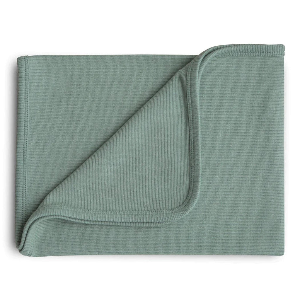 Mushie Ribbed Baby Blanket Deken 89x89cm | Roman Green