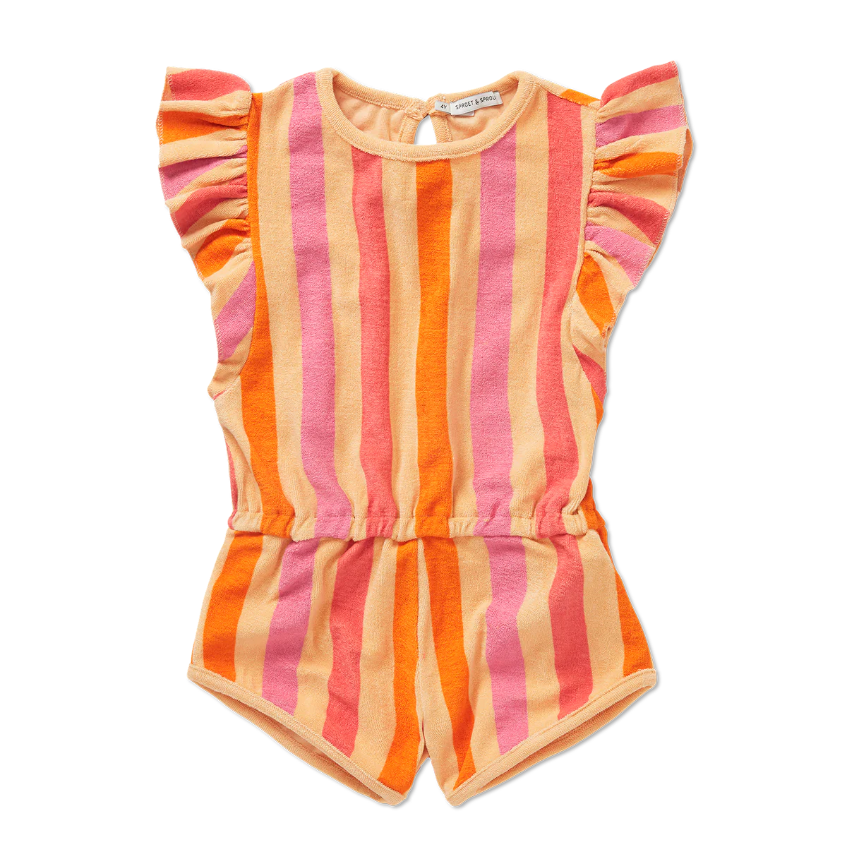 Sproet & Sprout Ruffle Terry Jumpsuit Gestreept | Nectarine