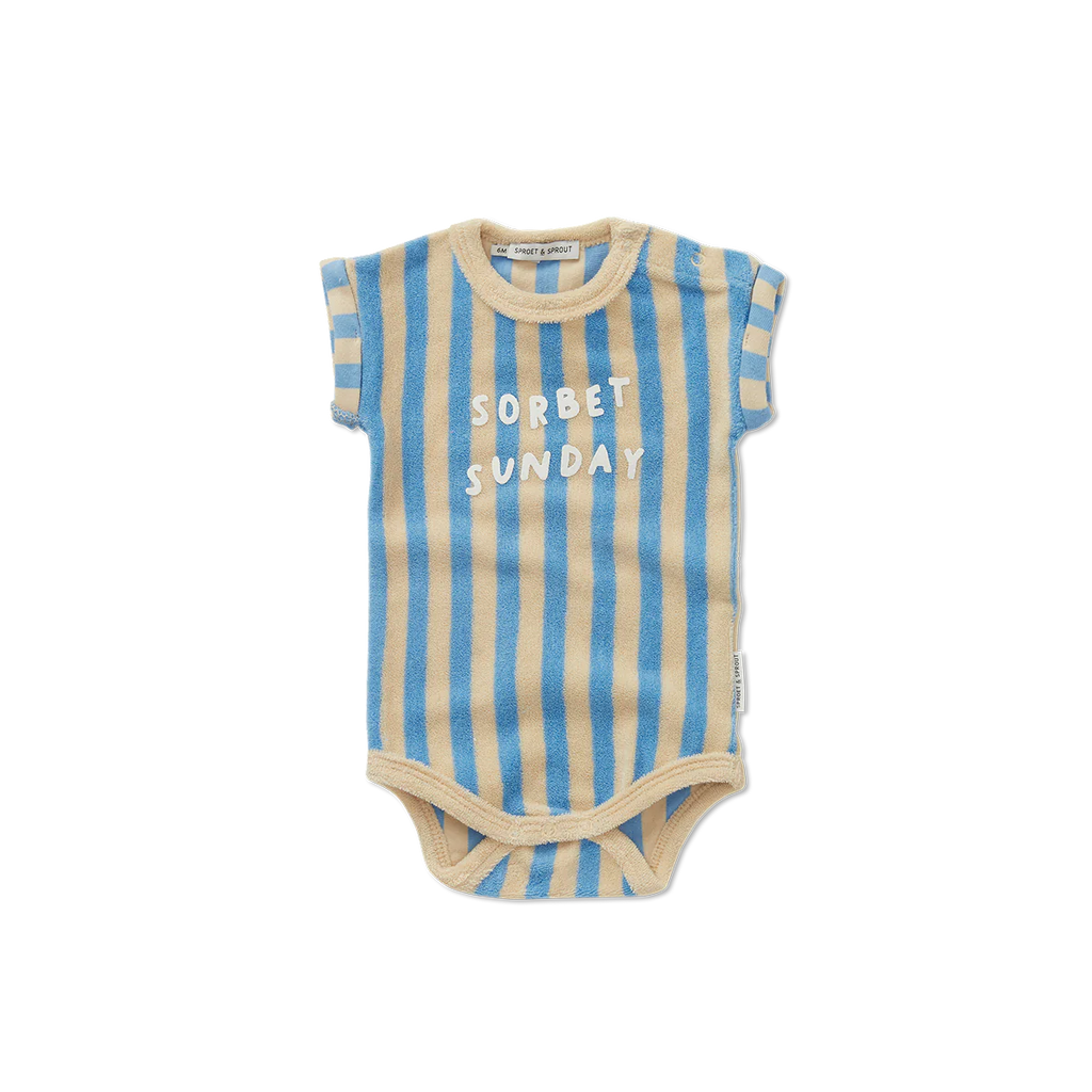 Sproet & Sprout Terry Romper Gestreept | Sesame