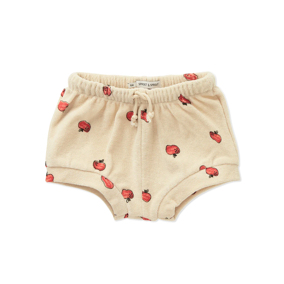 Sproet & Sprout Terry Baby Short Apple Print | Sesame