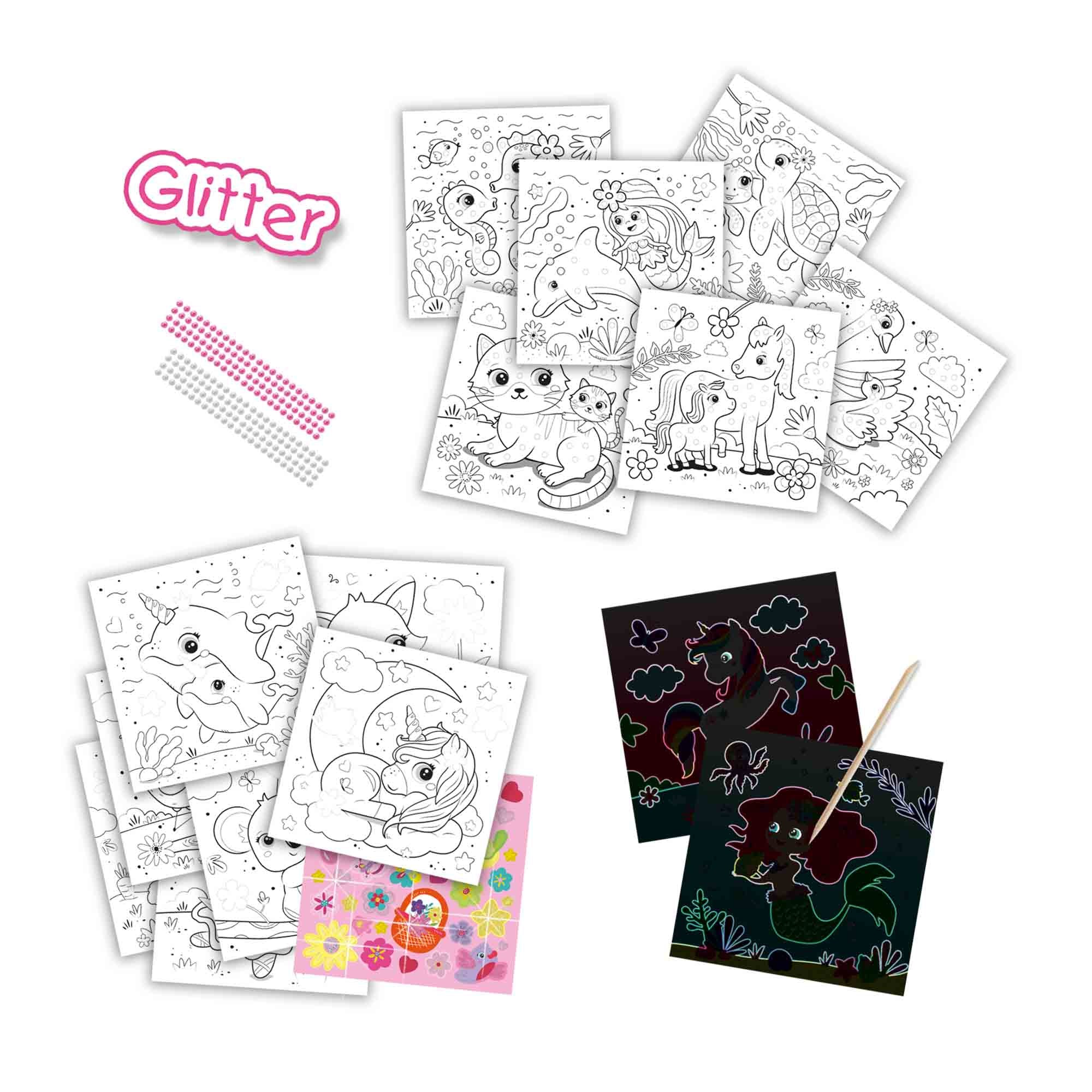 SES Creative Doe Kleurboek Glitter 3 In 1