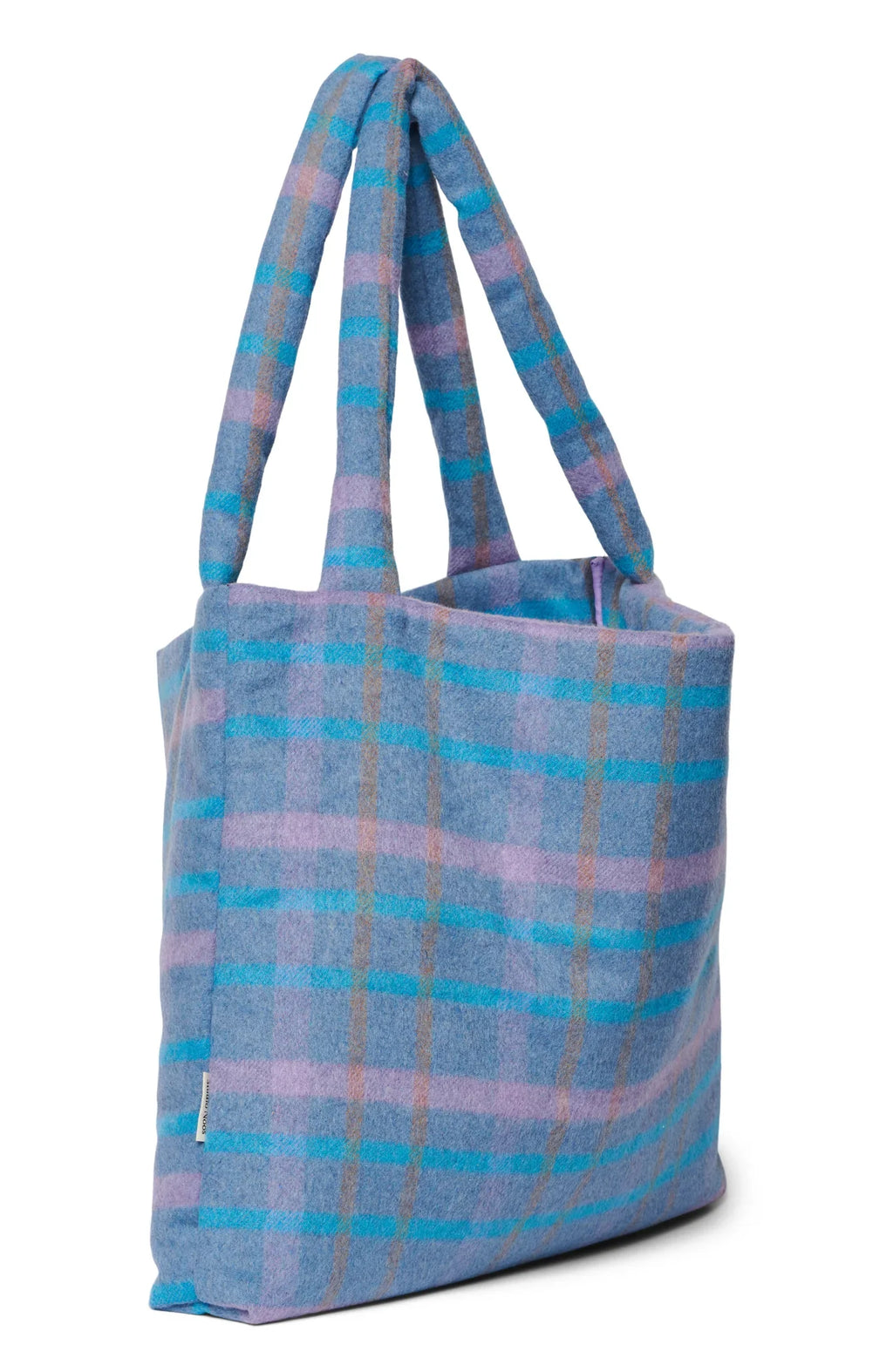 Studio Noos Mom Bag Wool Checked | Sky Blue*