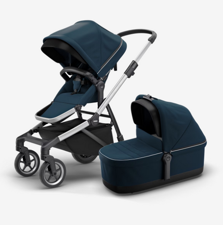 Thule Sleek Stadskinderwagen Aluminium Met Reiswieg | Navy Blue