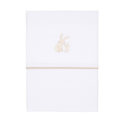 * Little Dutch Wieglaken 70x100cm Baby Bunny geborduurd | Wit