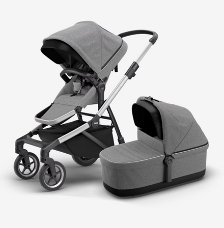 Thule Sleek Stadskinderwagen Met Reiswieg | Aluminium / Grey Melange