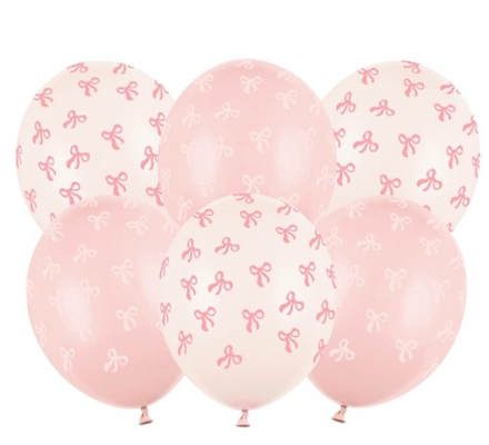 Party Deco Ballonnen Roze Strikjes 6st