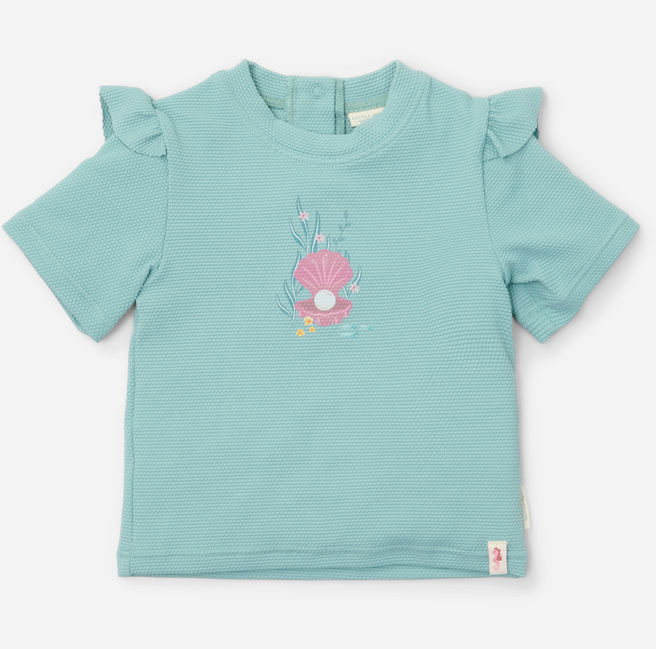 Little Dutch UV Zwemshirt Korte Mouwen Ocean Treasures Surf Blue