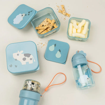 Done By Deer Set 3 Snackdoosjes Tiny Farm Blue