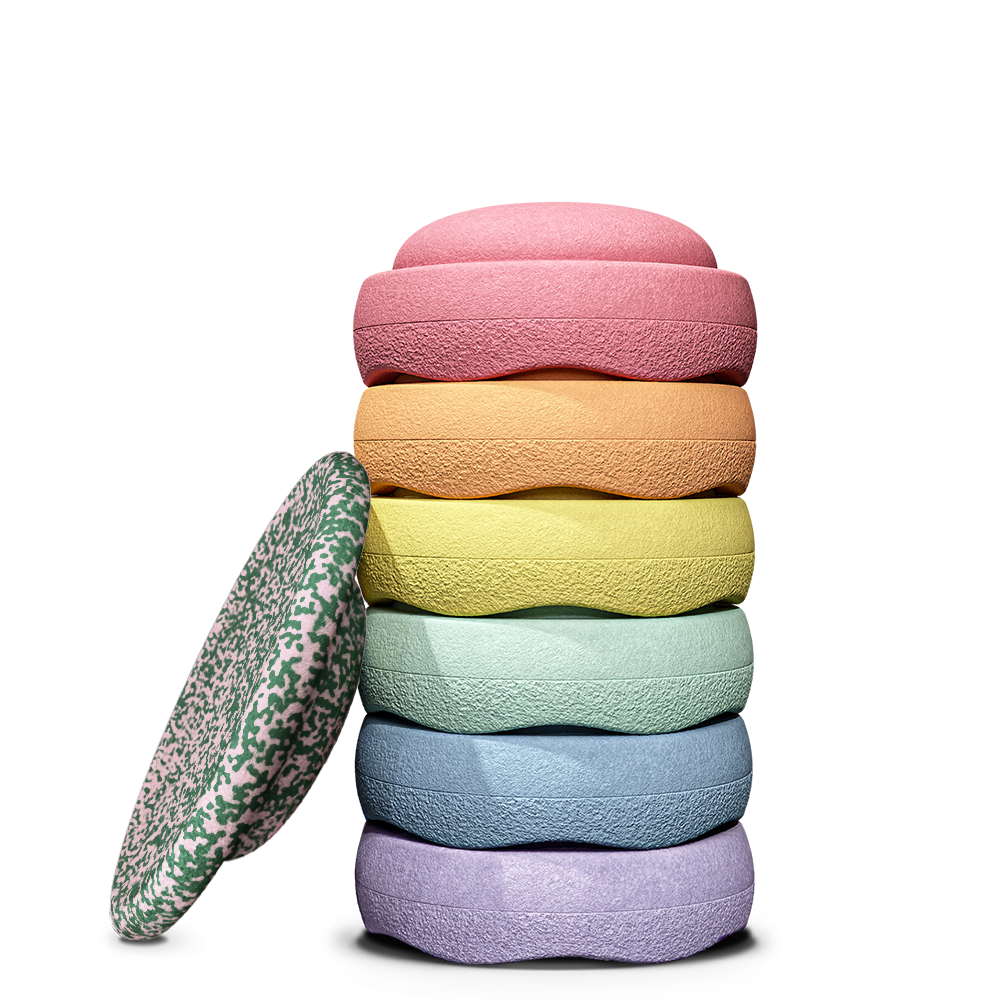 Stapelstein® Blush Special Rainbow Set 6 + GRATIS Balance Board | Pastel