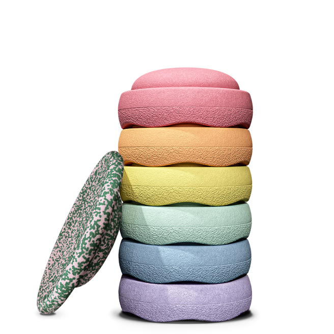 Stapelstein® Blush Special Rainbow Set 6 + GRATIS Balance Board | Pastel