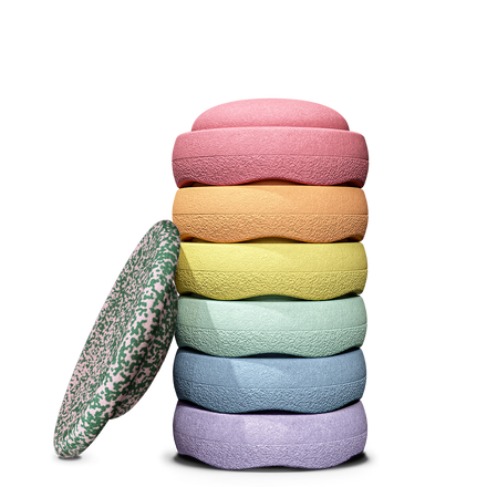 Stapelstein® Blush Special Rainbow Set 6 + GRATIS Balance Board | Pastel