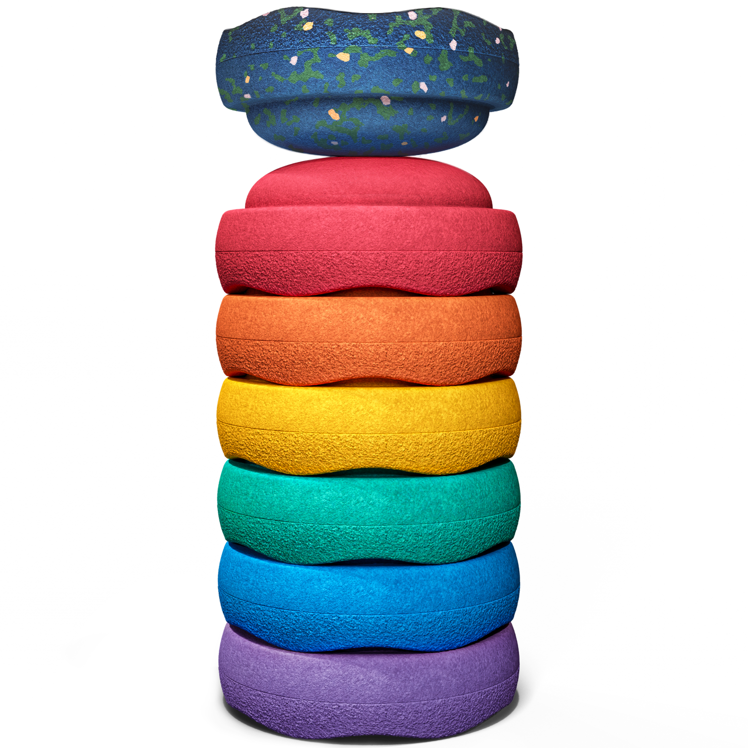 * Stapelstein®  Spring Special Mini Rainbow Classic Set van 6 + GRATIS steen