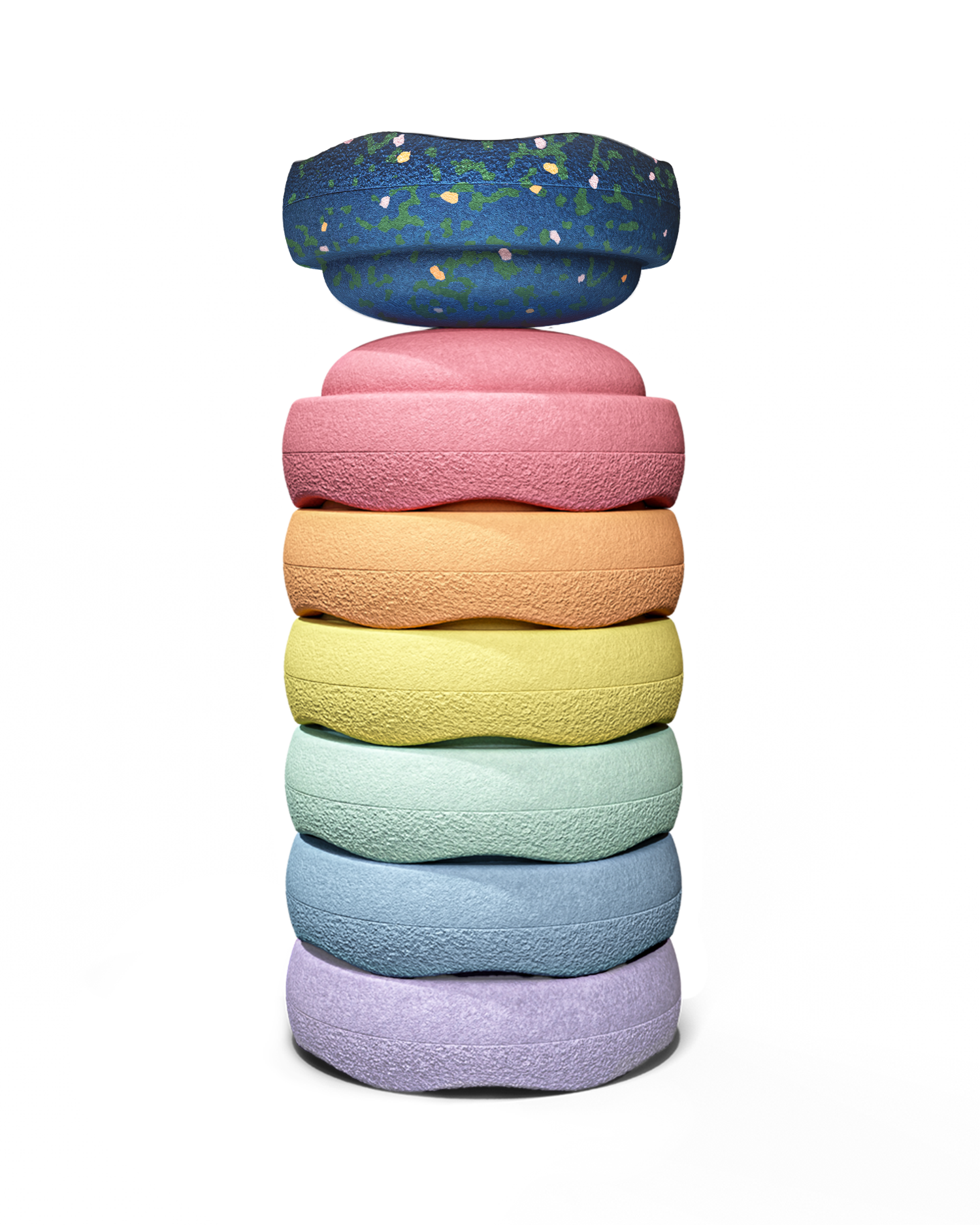 * Stapelstein®  Spring Special Mini Rainbow Pastel Set van 6 + GRATIS steen