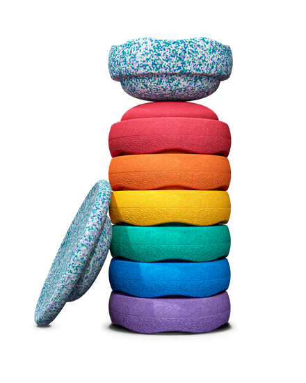 Stapelstein Winter Special Rainbow Set 7 + Balance Board | Classic