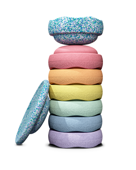 Stapelstein Winter Special Rainbow Set 7 + Balance Board | Pastel