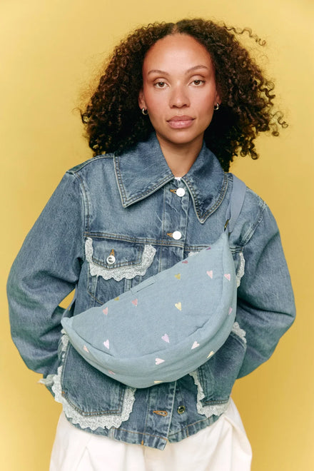Studio Noos Adult Fanny Pack | Lichtblauwe Denim Hearts